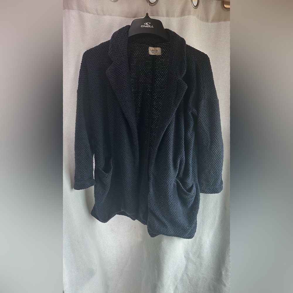 Marine Layer Navy Textured Coat